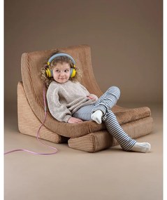 Fotoliu de copii maro cu tapițerie din catifea reiată Moon – Wigiwama