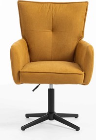 HR250CROSS Scaun Catifea Reiată Premium Ruloare Curry Galben Bază Neagră