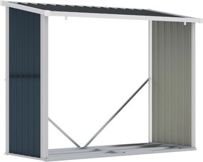 Outsunny Șopron pentru lemne din oțel galvanizat, adăpost depozitare bușteni cu acoperiș înclinat pentru grădină/terasă exterior 185x84x133,5/148,5 cm Gri | Aosom Romania