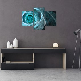 Tablou - Abstract trandafir albastru cu fundal negru (90x60 cm)