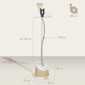 HOMCOM Aparat de Călcat Vertical cu Rezervor de Apă de 1,8l și Înălțime Reglabilă, 32x32x32 cm, Auriu | Aosom Romania