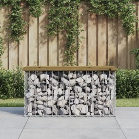 834349 vidaXL Bancă grădină, design gabion, 83x31,5x42 cm, lemn pin impregnat