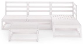 Set mobilier de gradina, 5 piese, alb, lemn masiv de pin Alb, 1, nu