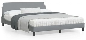 Cadru de pat cu tăblie, gri deschis, 160x200 cm, textil