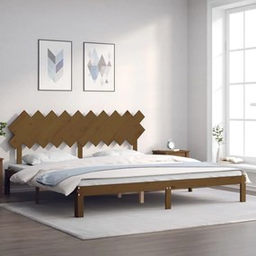 3193749 vidaXL Cadru pat cu tăblie, maro miere, 200x200 cm, lemn masiv