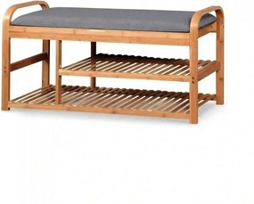 Pantofar ST13, gri/stejar natural, stofa/lemn de bambus, 100x33x50 cm