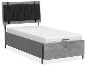 Pat 100x200 cm cu spatiu depozitare, pentru copii Colectia Space Gray