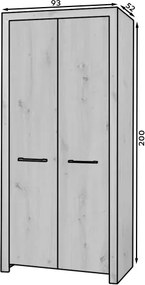 Dulap JANEZ – 93x52x200 cm – Stejar Artisan / Negru