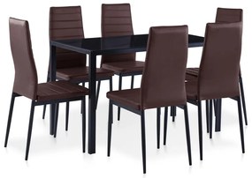 281698 vidaXL Set mobilier de bucătărie, 7 piese, maro