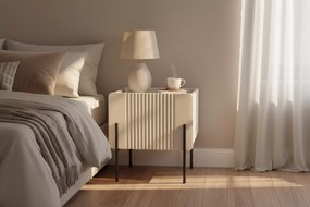 Noptieră Malmi 45 cm cu sertar - cașmir / alb crem / picioare negre