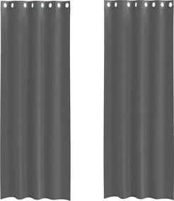 vidaXL Perdele Voile cu Oelii 2 buc Gri Inchis 140x260 cm