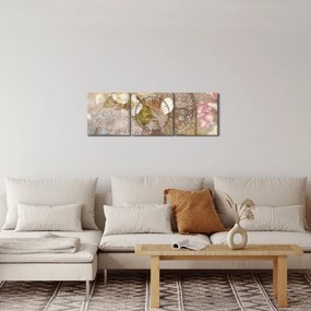 Tablou - Ornament de flori (cu ceas) (90x30 cm)