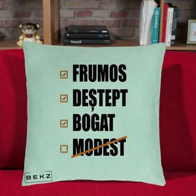 Perna Decorativa Frumos Destept Bogat, 40x40 cm, Verde Menta, Husa Detasabila, Perna Inclusa, BEKZ®