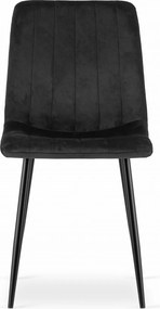 OFERTA Scaun de catifea neagra LAVA cu picioare negre calitatea a II-a