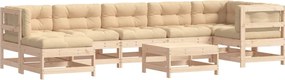 vidaXL Set mobilier de grădină cu perne, 8 piese, lemn masiv