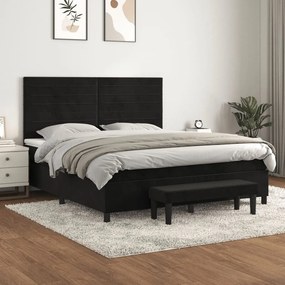 3137919 vidaXL Pat box spring cu saltea, negru, 180x200 cm, catifea