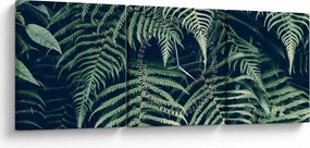 Tablou cu frunze de ferigă (cu ceas) (90x30 cm)