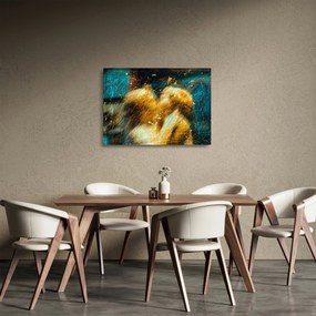 Tablou pe sticlă - Îngerii sărutăndu-se (70x50 cm)