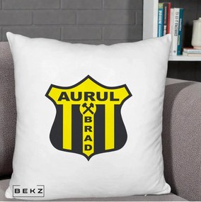 Perna Personalizata Aurul Brad Fotbal, 40x40 cm, Alb Pufos, Husa Detasabila, Perna Inclusa, BEKZ®