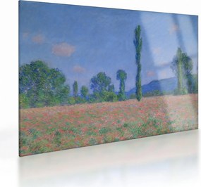Tablou pe sticlă - Claude Monet, Poppy Field (Giverny), reproducere (70x50 cm)