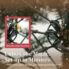 HOMCOM Brad Artificial de Crăciun de 180 cm, Brad de Crăciun Fals cu Ramuri Dense pe Balama, Bază Metalică Pliabilă, Structură pe Secțiuni Ușor de Asamblat, Verde | Aosom Romania