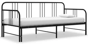vidaXL Cadru pat canapea extensibilă, negru, 90 x 200 cm, metal