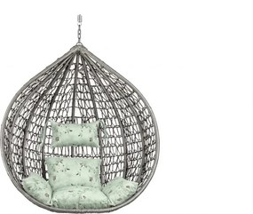 Scaun suspendat gri KOKON fara suport, perna verde deschis cu model