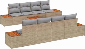 vidaXL Set de canapele pentru grădină cu pernă 9 pcs Bej Rattan poli