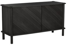 Comodă neagră din lemn de stejar cu ușă glisantă 135x73,5x48 cm Italic – UMAGE