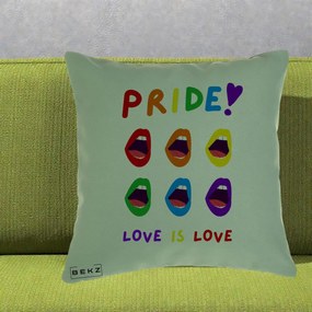 Perna Personalizata Pride Love is Love Curcubeu, 40x40 cm, Verde, Husa Detasabila, Perna Inclusa, BEKZ®