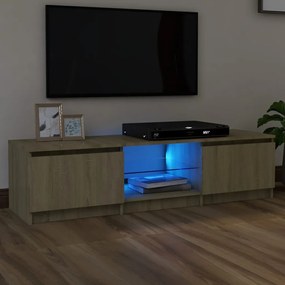 804295 vidaXL Comodă TV cu lumini LED, stejar sonoma, 140x40x35,5 cm