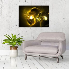 Tablou pe sticlă abstract cu bile galbene (70x50 cm)
