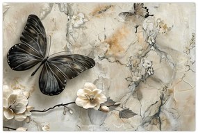 Tablou - Marmură de fundal cu fluturi (90x60 cm)