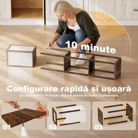 Lampă de Podea HOMCOM LED cu Rafturi, Lampă Modernă cu Comutator cu Pedală și Porturi USB, Temperatură Reglabilă a Luminii pentru Living, Dormitor, Maro | Aosom Romania