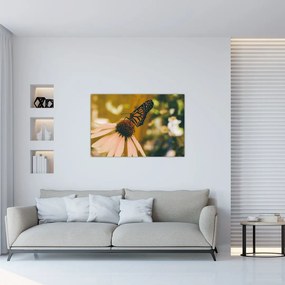 Tablou cu fluture pe floare (90x60 cm)