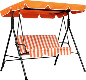 Outsunny Balansoar de Grădină Exterior Leagăn cu 3 locuri cu Copertină Reglabilă și Cadru din Oțel 172x110x153 cm Portocaliu | Aosom Romania