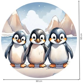 PIPPER. Autocolant circular de perete „Pinguinii” mărimea: 60cm