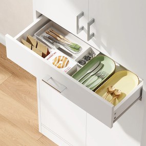 HOMCOM Bufet de Bucătărie cu 2 Corpuri, Sertar și Rafturi Reglabile Alb | Aosom Romania