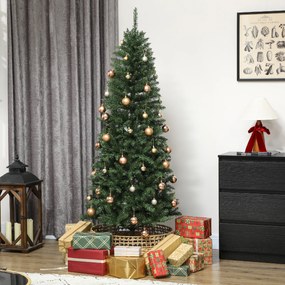 HOMCOM Pom de Crăciun Artificial de 180 cm cu Lumini Incorporate Albe și Colorate în 9 Moduri și 899 Crengi Ignifuge, Brad de Crăciun Dens și Realistic cu Bază Metalică Pliabilă pentru Acasă | Aosom Romania