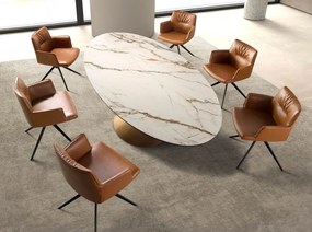 Scaun pivotant design LUX, Piele sintetica, Cognac brown