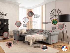 Colțar gri extensibil cu tapițerie din catifea (cu colț pe partea stângă/în formă de ”L”) York Blik – Ropez