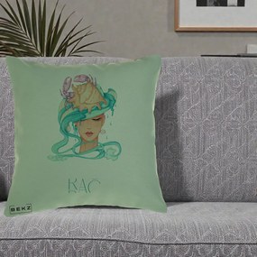 Perna Personalizata Zodie Rac, 40x40 cm, Verde, Husa Detasabila, Perna Inclusa, BEKZ®