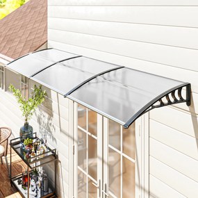 Outsunny Copertina pentru exterior, curbata cu suruburi si buloane incluse, copertina din policarbonat, PP si aluminiu, 295x90x23.5cm