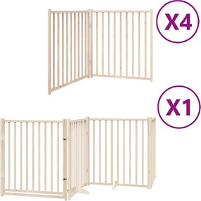 vidaXL Poartă de câini pliabilă cu ușă, 12 panouri, 960 cm, lemn plop