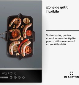 Klarstein DualTone Flex Plită cu inducție, Zonă Flex, Afișaj LED, Control prin glisoare, 7200 W