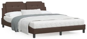 3214119 vidaXL Cadru de pat cu lumini LED, maro, 160x200 cm, piele ecologică