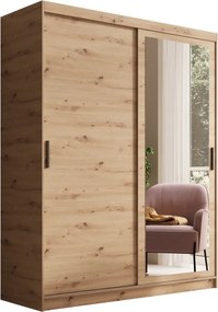 Dulap cu usi glisante si oglinda, 160x60x205 cm, Hailey 160, ADRK Furniture (Culoare: Alb / Alb)