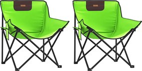 vidaXL Scaune de camping cu buzunar, pliabile, 2 buc., verde