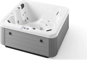 Minipiscina alb lucios, Glass Eascape 19 , sistem stereo, 6 locuri, cromoterapie 195   195 cm