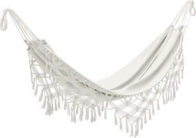 Outsunny Hamac Exterior Boem, Hamac de grădină Suspendat cu Franjuri și Sac de Transport extra-larg 288 x 150 cm, Bej | Aosom Romania